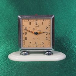 Vintage Desk Alarm Clock Slava Deer, Art Deco Retro Clock, Home Decor Soviet Design USSR