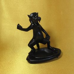 Vintage Figurine Wolf Nu Pogodi, Cartoon Heroe Ashtray Statuette, Scuba Diver Cast Iron Gift USSR