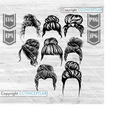85 off 8 - bun hair designs || hair stylist svg || messy hair svg || bun hair clipart || mom messy hair svg || bun hair