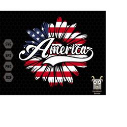 america sunflower svg, american flag svg, patriotic sunflower, red white blue sunflower, 4th of july svg, patriotic svg,