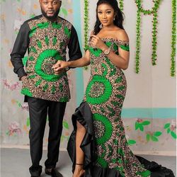 Ankara print matching outfit for couples, Prom matching outfit, couple goal matching outfit, traditional wedding outfit