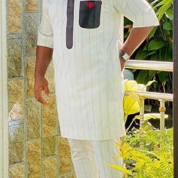Hand-made African men's outfit, Unique wedding outfit for African men, Native Wedding suit, Groom's suit, African men