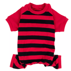 Dog Cotton Pajama Striped ,Color: Red Black
