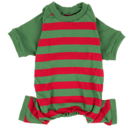 Dog Cotton Pajama Striped ,Color: Red Green