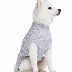 Ultra-soft & Warm Fuzzy Knit Crewneck Dog Sweater ,Color: Heather Gray Crewneck