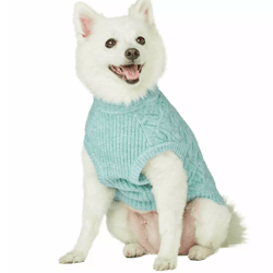 Ultra-soft & Warm Fuzzy Knit Crewneck Dog Sweater ,Color: Heatheredjade Crewneck