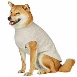 Ultra-soft & Warm Fuzzy Knit Crewneck Dog Sweater ,Color: Ivory Crewneck