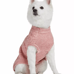 Ultra-soft & Warm Fuzzy Knit Crewneck Dog Sweater ,Color: Rainbow Pink Crewneck