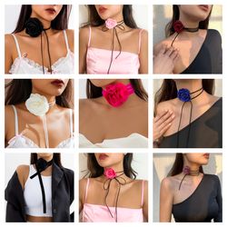 Rose Flower Clavicle Rope Choker Necklace