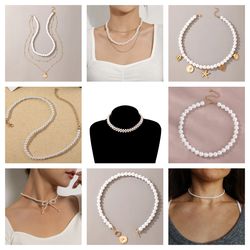 Vintage Style Pearl Chokers Pendants Necklaces