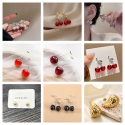 Fruit Red Cherry Pendants Charms Earrings