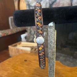handmade custom leather/beaded dog collar
