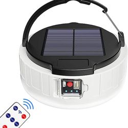 LED Solar Camping Lantern Portable Waterproof Solar USB Rechargeable Remote Control Indoor Outdoor Emergency(UScustomers