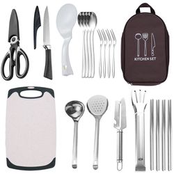 Camping Utensil Set Camping Kitchen Set Cookware 11 Pcs Accessories with Case(US Customers)