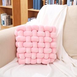 Luxury Home Decor Hand-weave Cushion Lamb Wool Knot Throw Pillow(US Customers)