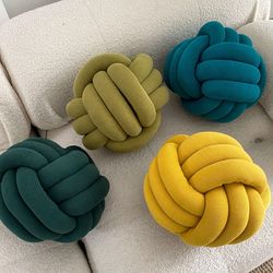 Hand-woven knotted ball pillows sofa pillows living room cushion pillows(US Customers)