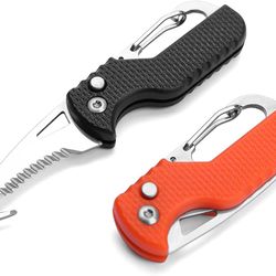 EDC Pocket Folding Knife Keychain Knives, Box Seatbelt Cutter, Rescue EDC Gadget, Key Chains for Women Men (USCustomers)