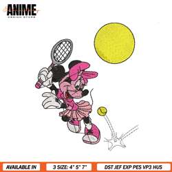 minnie mouse playing tennis embroidery