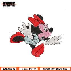 minnie mouse run embroidery design