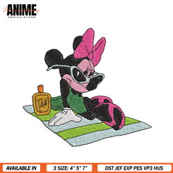 minnie mouse on vacation embroidery file