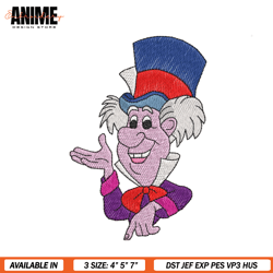 alice in wonderland mad hatter embroidery