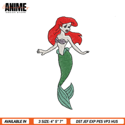 little mermaid ariel embroidery file