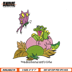 baby dinosaur ducky egg embroidery, land before time embroidery