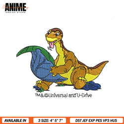 baby dinosaur littlefoot embroidery, land before time embroidery