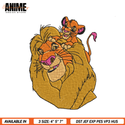 the lion king mufasa and simba embroidery, embroidery design