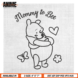 mommy to bee winnie the pooh embroidery , digital embroidery, embroidery files, embroidery design
