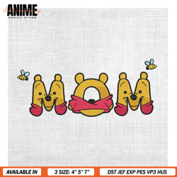 mom winnie the pooh disney mother day embroidery , digital embroidery, embroidery files, embroidery design
