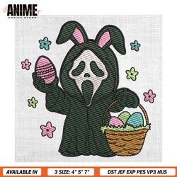 horror ghost face easter bunny eggs basket embroidery