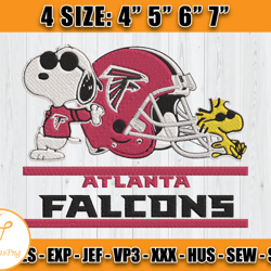 Atlanta Falcons Embroidery, Snoopy Embroidery, NFL Machine Embroidery Digital, 4 sizes Machine Emb Files-05-Hoklas