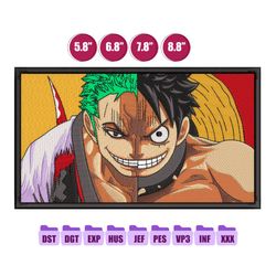 zoro luffy anime embroidery design, anime embroidery design