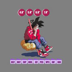 goku saiyan anime embroidery design, anime embroidery design