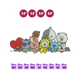 bt21 figure anime embroidery design, anime embroidery design