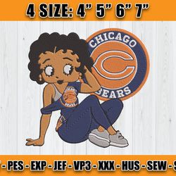 Chicago Bears Embroidery, Betty Boop Embroidery, NFL Machine Embroidery Digital, 4 sizes Machine Emb Files -24 BiernatSv