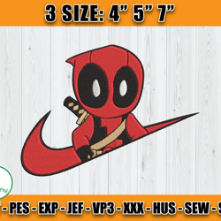 nike deadpool embroidery, nike cartoon embroidery, embroidery file c