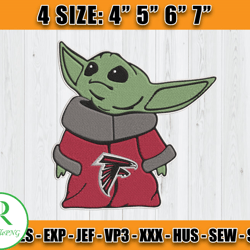 Atlanta Falcons Embroidery, Baby Yoda Embroidery, NFL Machine Embroidery Digital, 4 sizes Machine Emb Files -26-Rochelle
