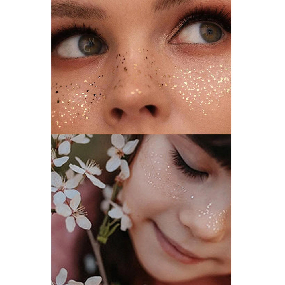 Gold Freckles Tattoos Gold Flower Temporary Face Stickers For Parties Face Tattoos For Patches 3