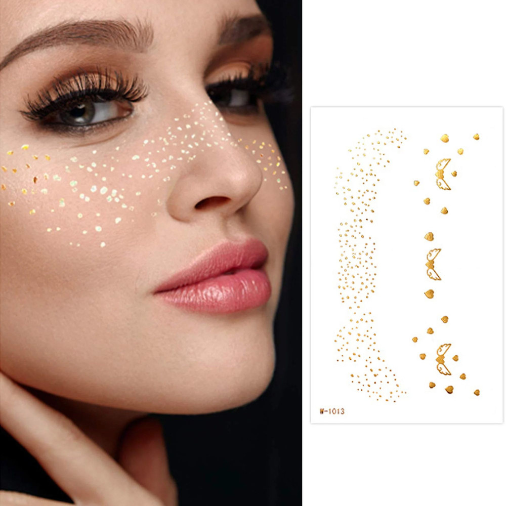 Gold Freckles Tattoos Gold Flower Temporary Face Stickers For Parties Face Tattoos For Patches 1