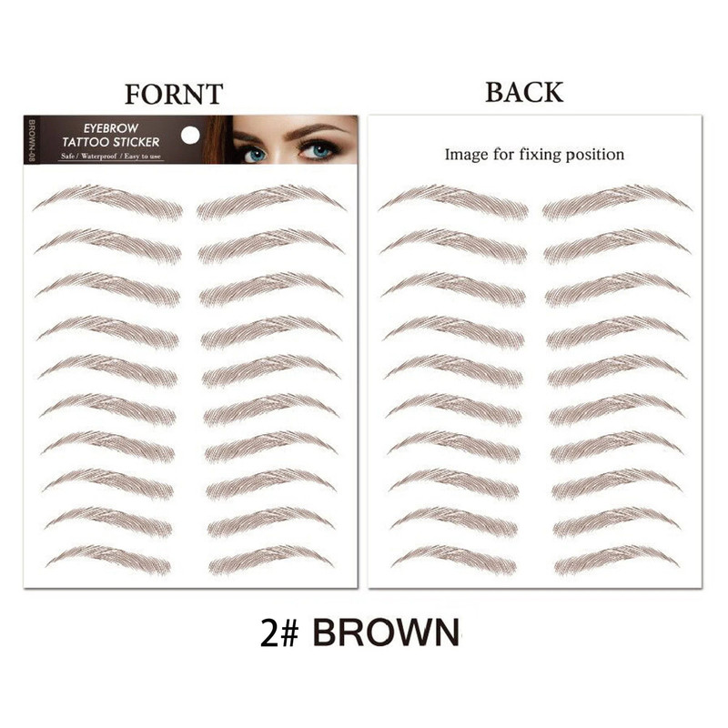 5 Sheets Waterproof Temporary Eyebrow Tattoos Black And Brown Pack 5
