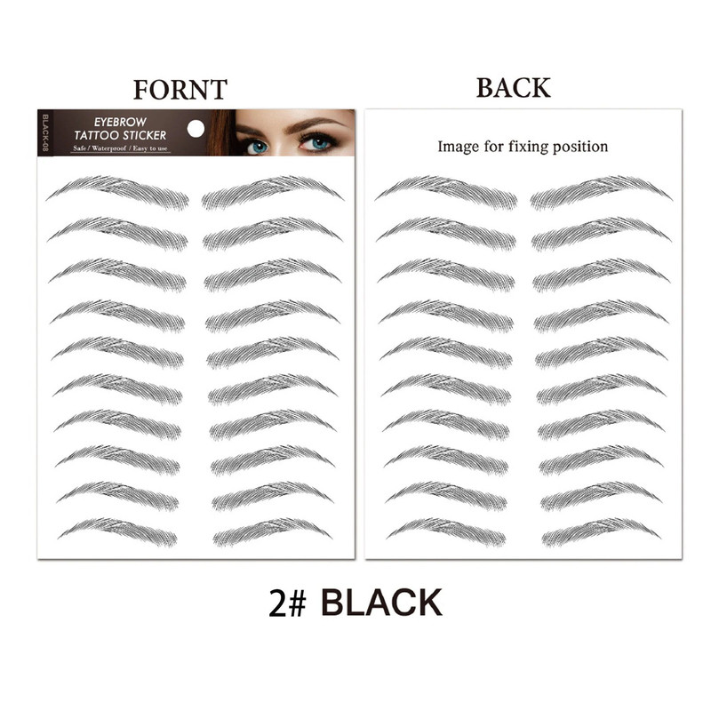 5 Sheets Waterproof Temporary Eyebrow Tattoos Black And Brown Pack 4