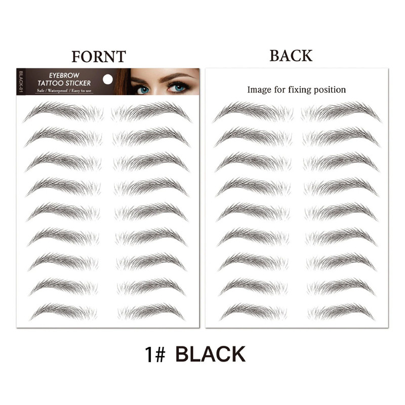 5 Sheets Waterproof Temporary Eyebrow Tattoos Black And Brown Pack 1