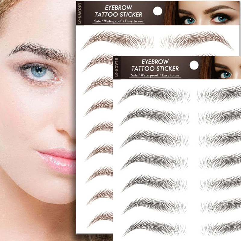 5 Sheets Waterproof Temporary Eyebrow Tattoos Black And Brown Pack 0