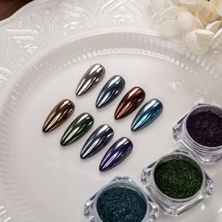 titanium pleated metallic manicure dip/retro series magic mirror chrome nail powder/shimmer glitter decoration