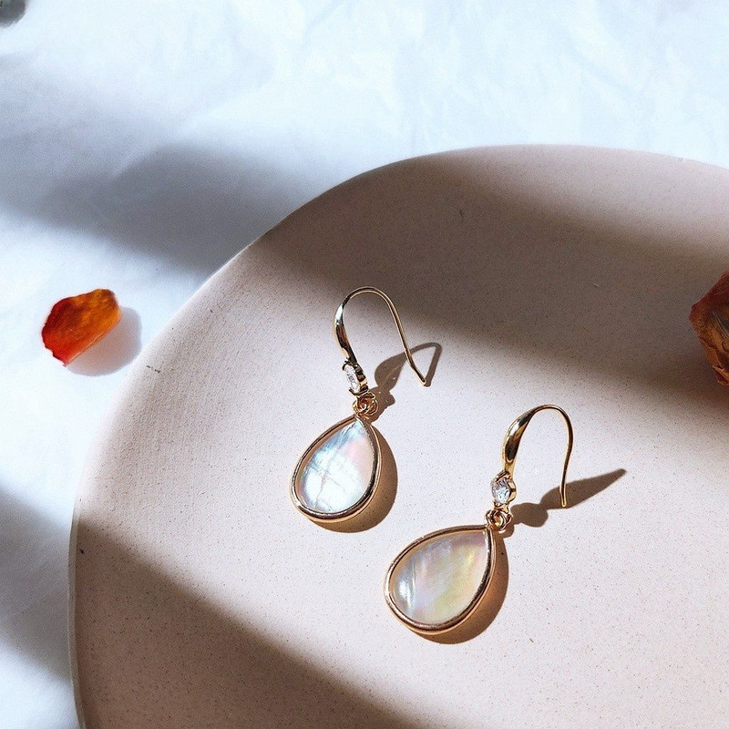 14ct Gold Plated Abalone Drop Earrings 3