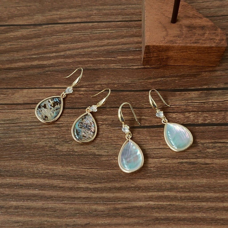 14ct Gold Plated Abalone Drop Earrings 4