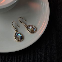 14ct gold plated abalone drop earrings
