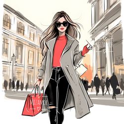 Fashion Illustration for COMMERCIAL USE, Commercial Art, Fashion Sketch, Clipart, Digital Illustration, Fashion Wall Art